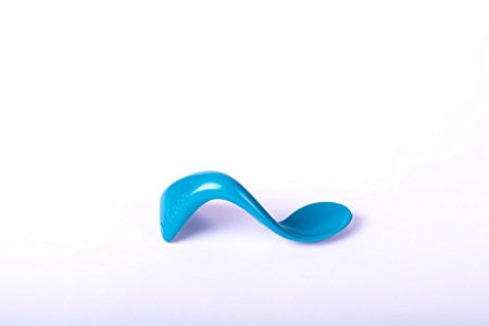 Kizingo Right-Hand Curved Baby Spoons for Toddler Self Feeding, (2 Pack,  Blue and Orange)