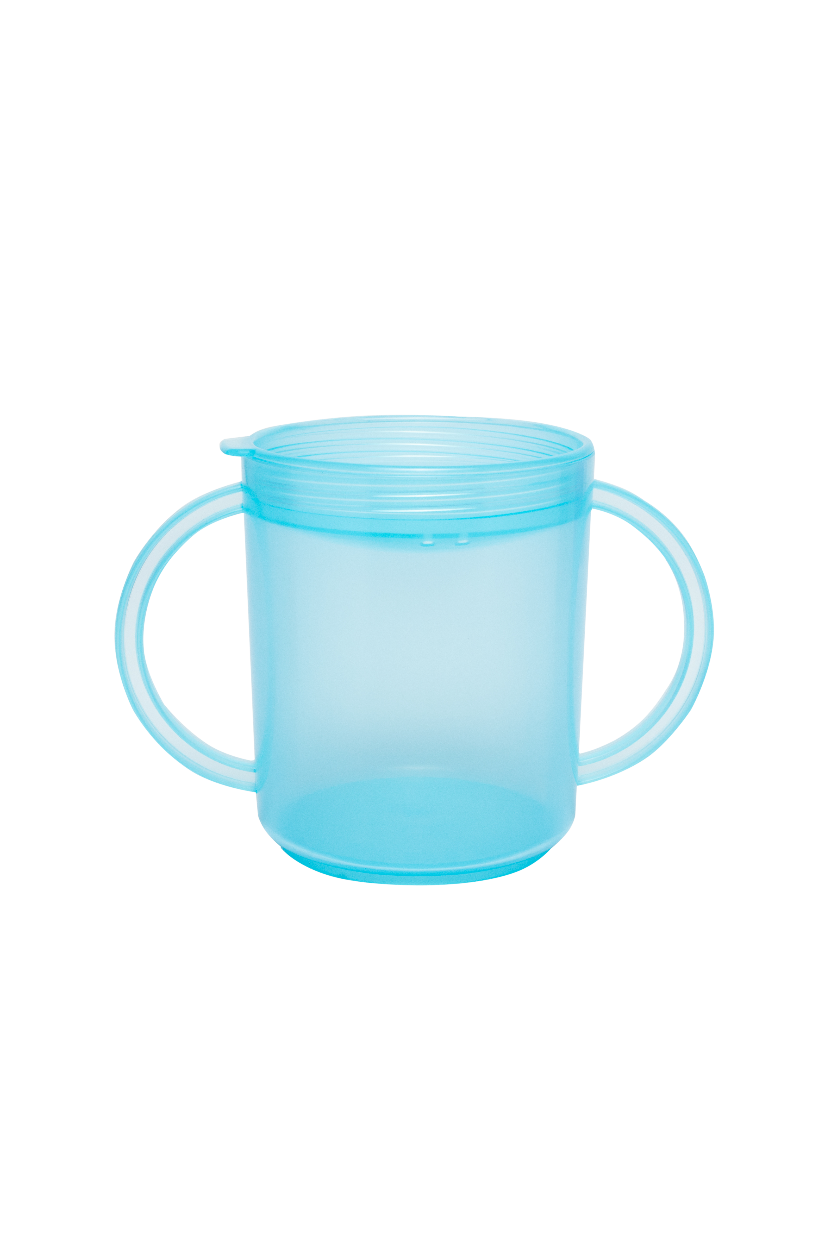 TalkTools Recessed Plastic Lid Cup with Handles | Break Resistant | Self-Feeding - BPA Free - 2 Lids - Light Blue